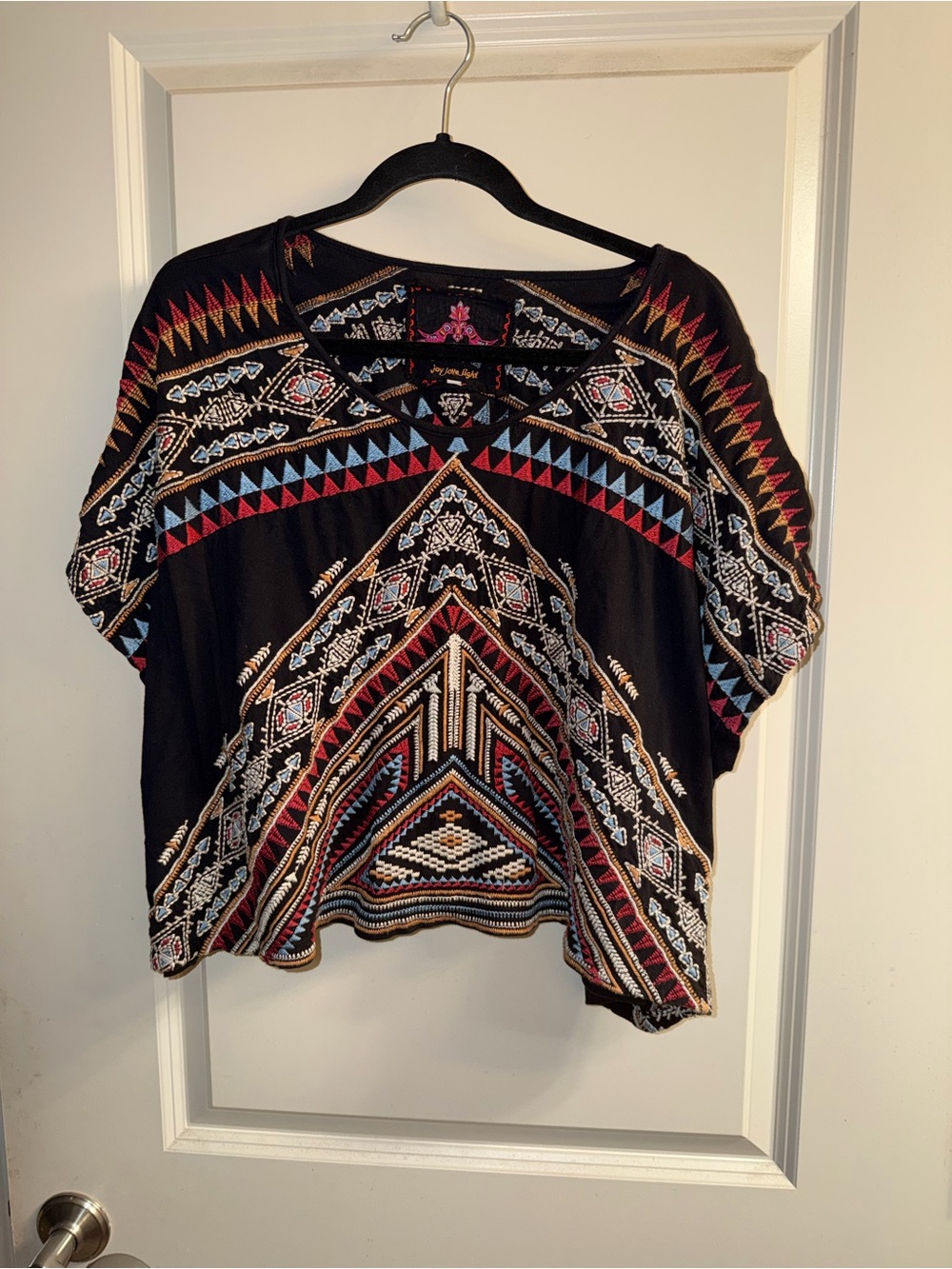 Johnny Was Black Embroidered Top